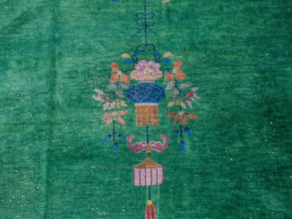 Chinese Art Deco Green Carpet C1920 8'9