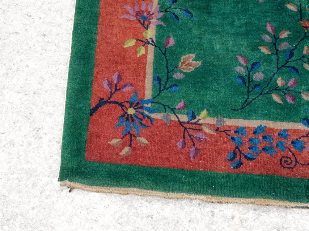 Chinese Art Deco Green Carpet C1920 8'9