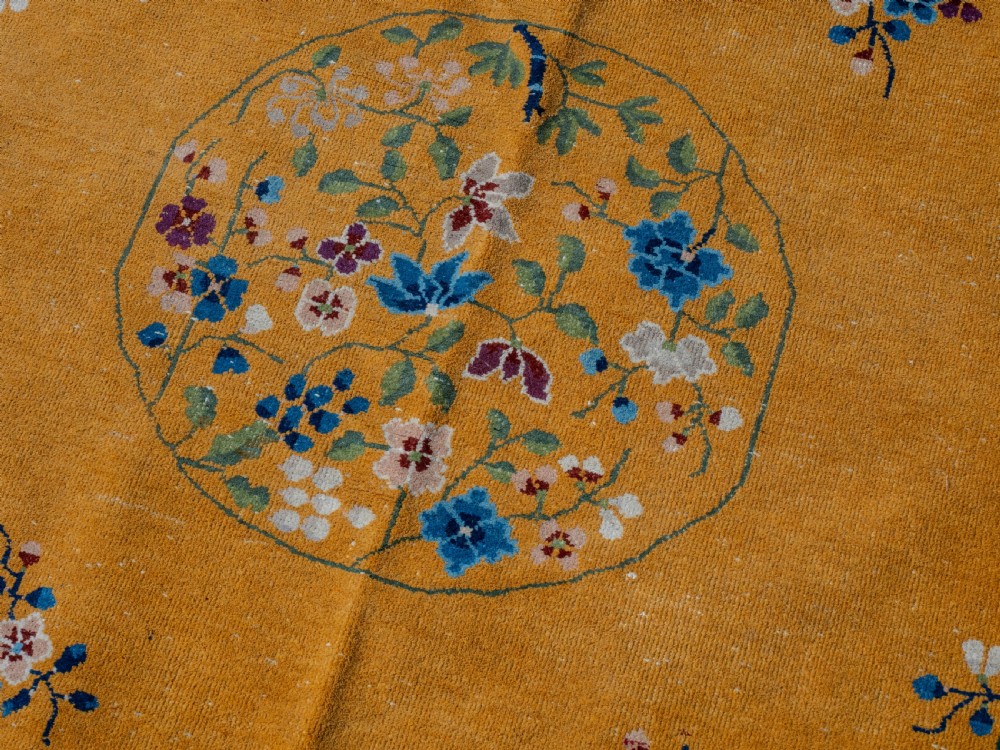 Antique Chinese Art Deco Yellow Carpet C1920 12' x 8'10