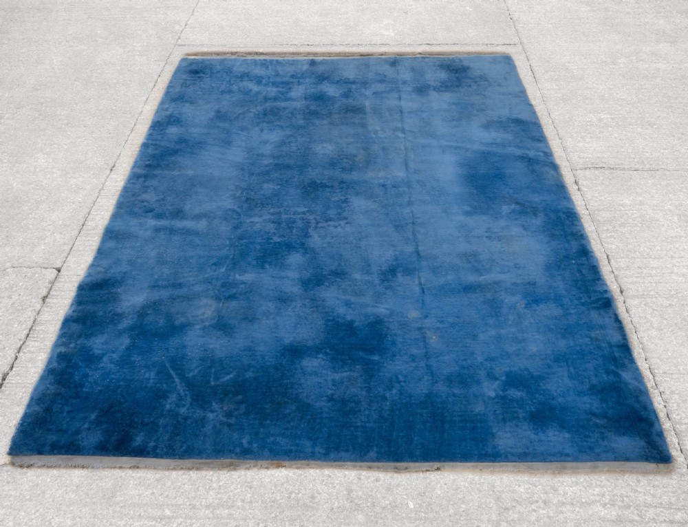 Chinese Art Deco Monochrome Solid Carved Carpet C1930 12'6