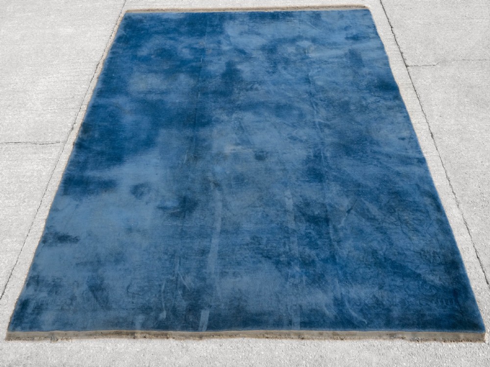 Chinese Art Deco Monochrome Solid Carved Carpet C1930 12'6