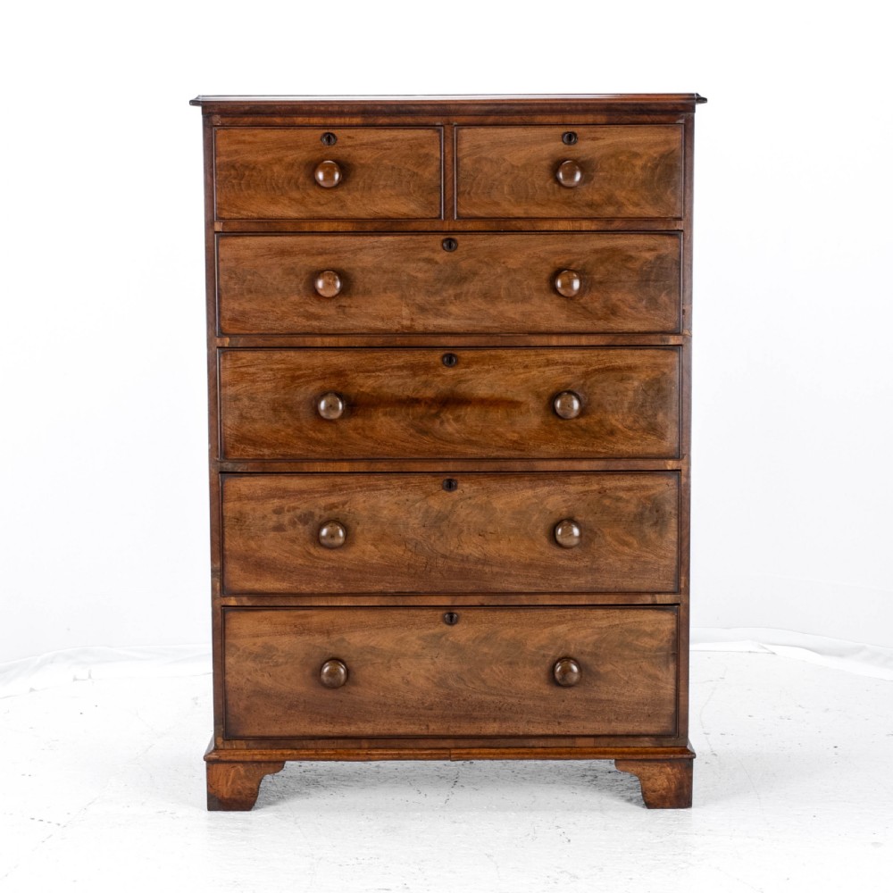 Victorian Mahogany Tall Straight Front Chest of Drawers C1860 (Tallboy) View III