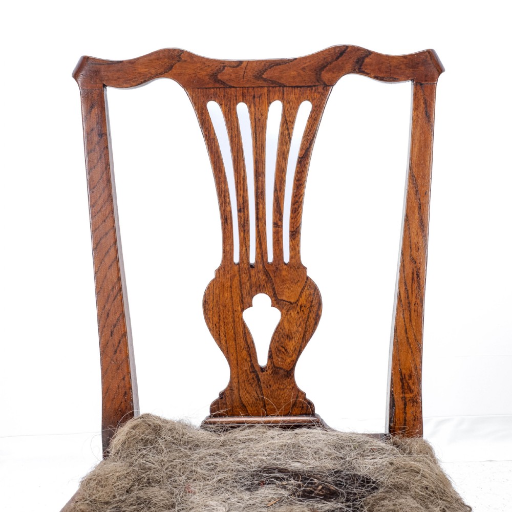 Pair of Georgian C18th Chippendale Country Elm Upholstered Dining / Side Chairs View VI