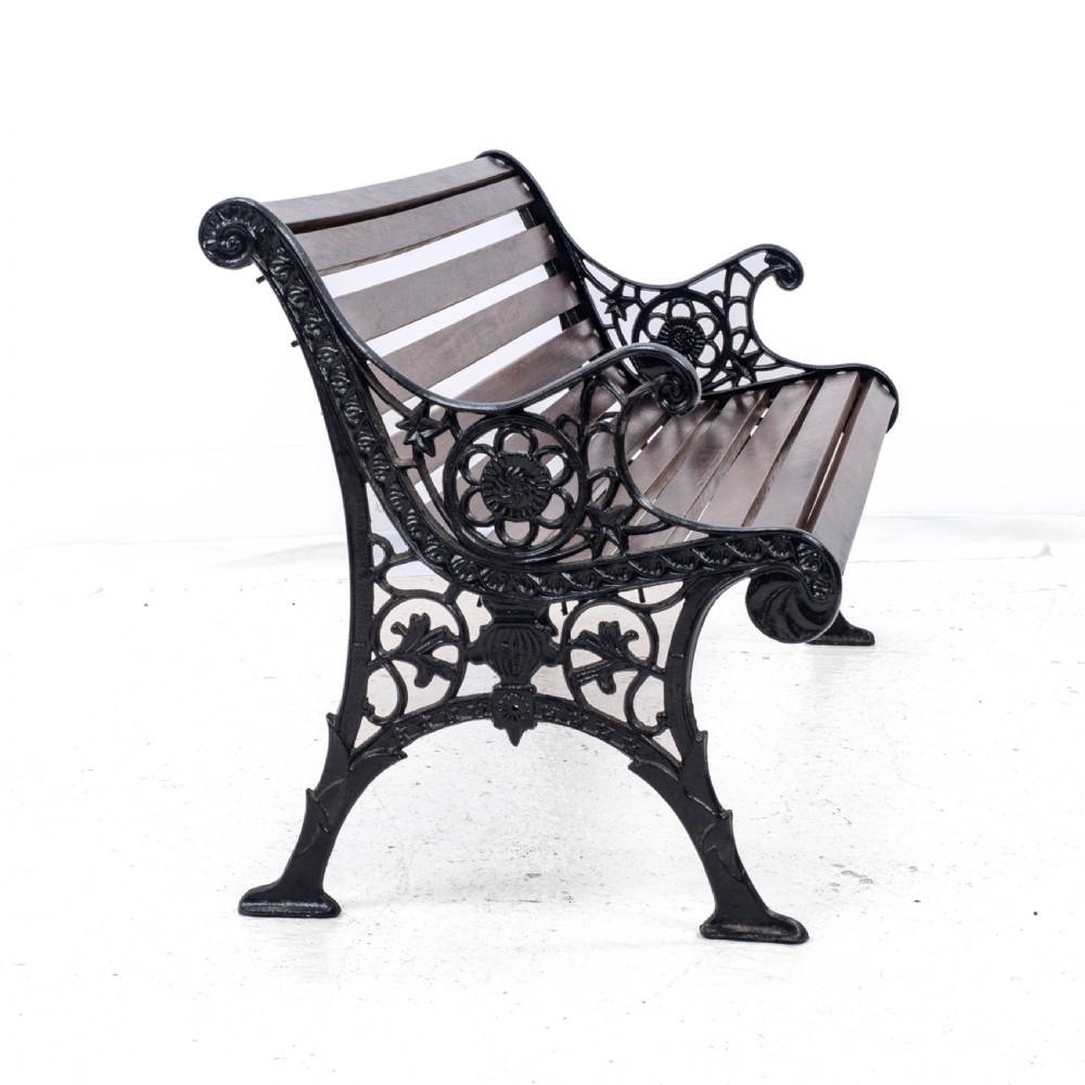 Victorian C19th Cast Iron & Teak Slatted Garden Park Bench 5ft View III