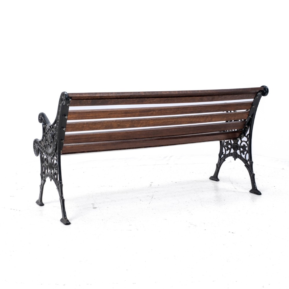 Victorian C19th Cast Iron & Teak Slatted Garden Park Bench 5ft View VI
