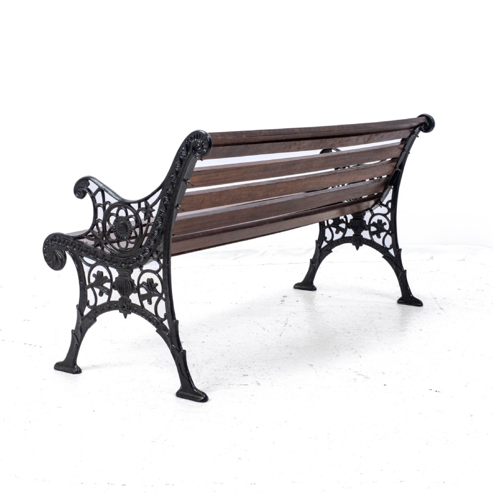 Victorian C19th Cast Iron & Teak Slatted Garden Park Bench 5ft View VII