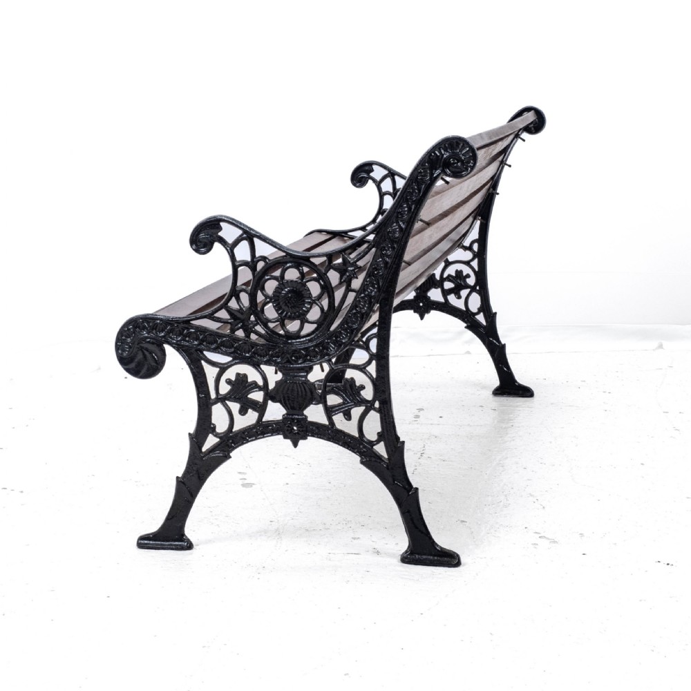Victorian C19th Cast Iron & Teak Slatted Garden Park Bench 5ft View VIII