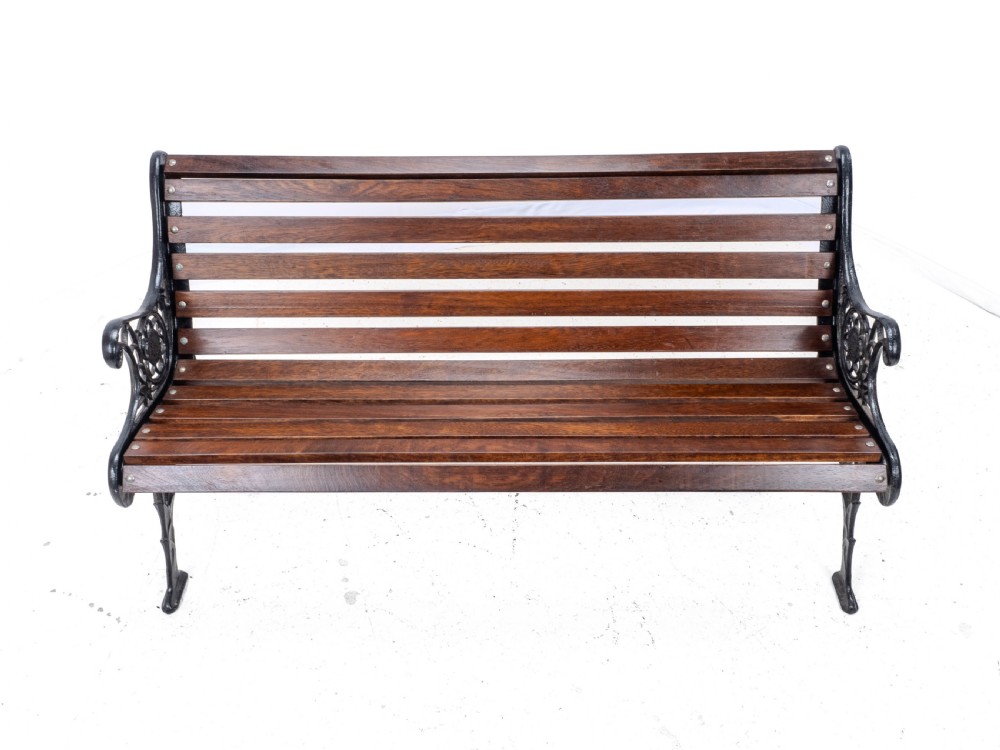 Victorian C19th Cast Iron & Teak Slatted Garden Park Bench 5ft View XII
