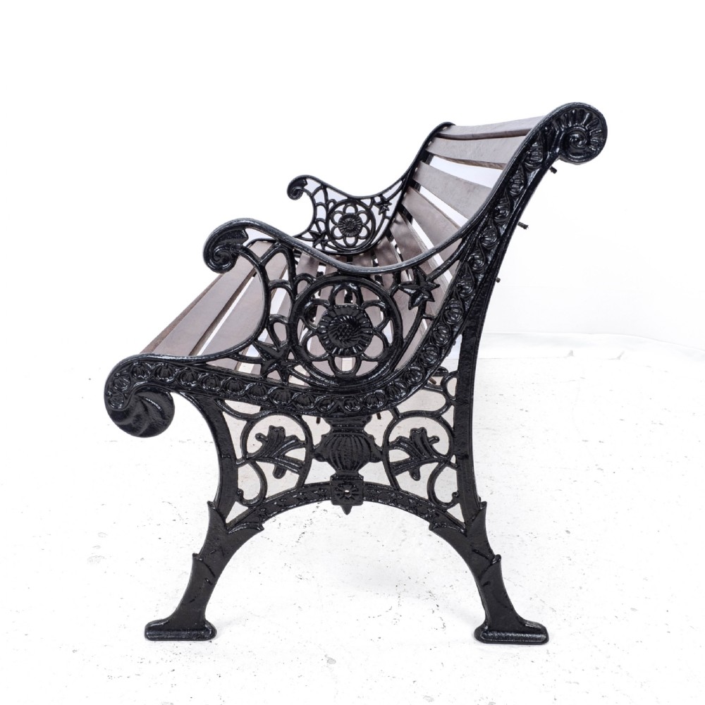 Victorian C19th Cast Iron & Teak Slatted Garden Park Bench 5ft View XIV
