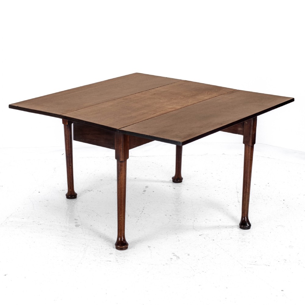 George II Mahogany Drop Leaf Pad Foot Dining Table C1750 (Georgian)