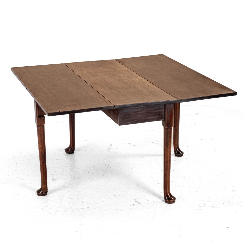 George II Mahogany Drop Leaf Pad Foot Dining Table C1750 (Georgian) View V
