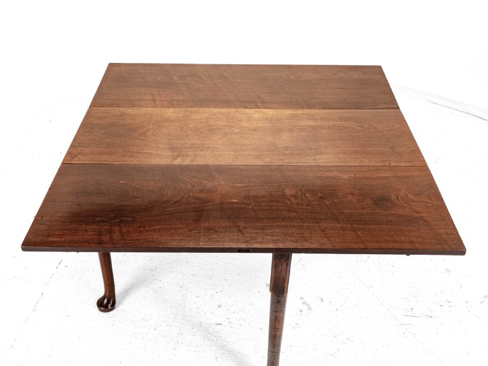 George II Mahogany Drop Leaf Pad Foot Dining Table C1750 (Georgian) View X