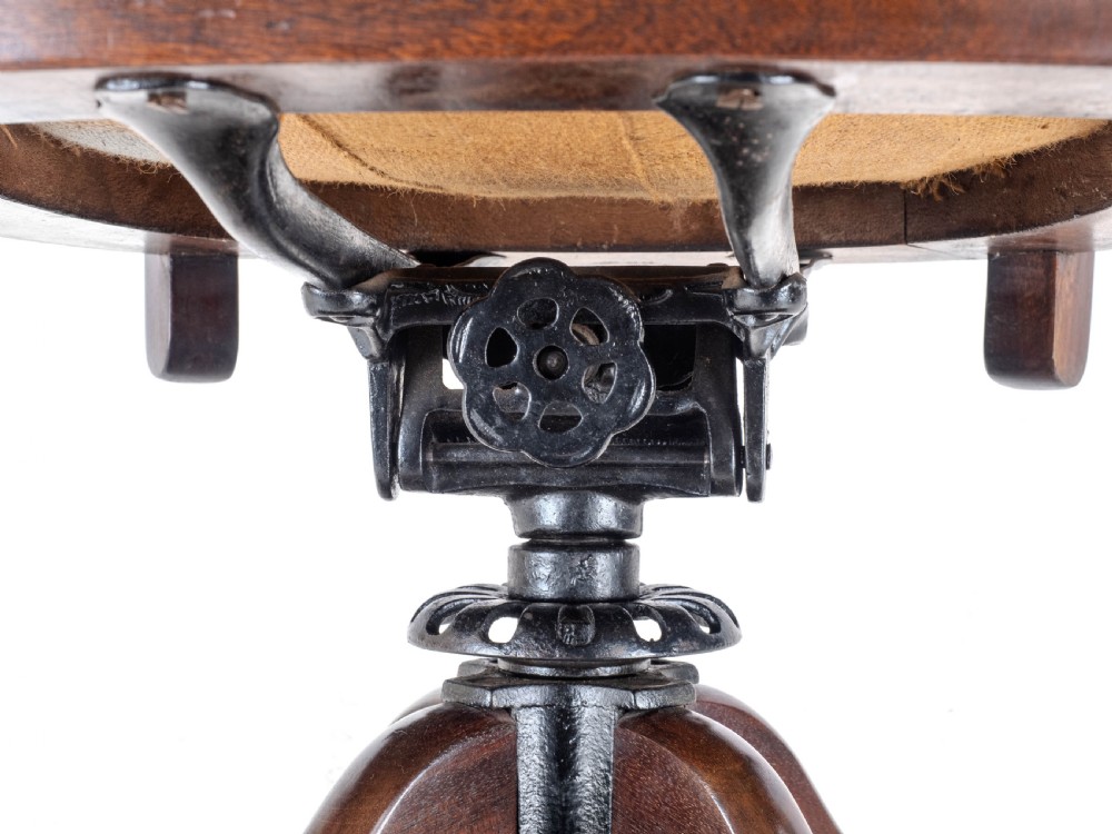 1920's Adjustable, Swivel, Mahogany & Leather Desk Armchair (Chair) View XIII