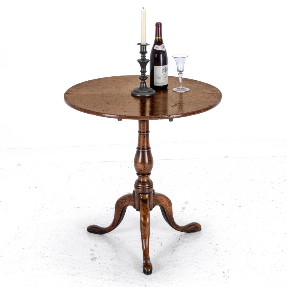 C.18th Burr Elm Tripod Supper Table (Country Georgian George III) View III