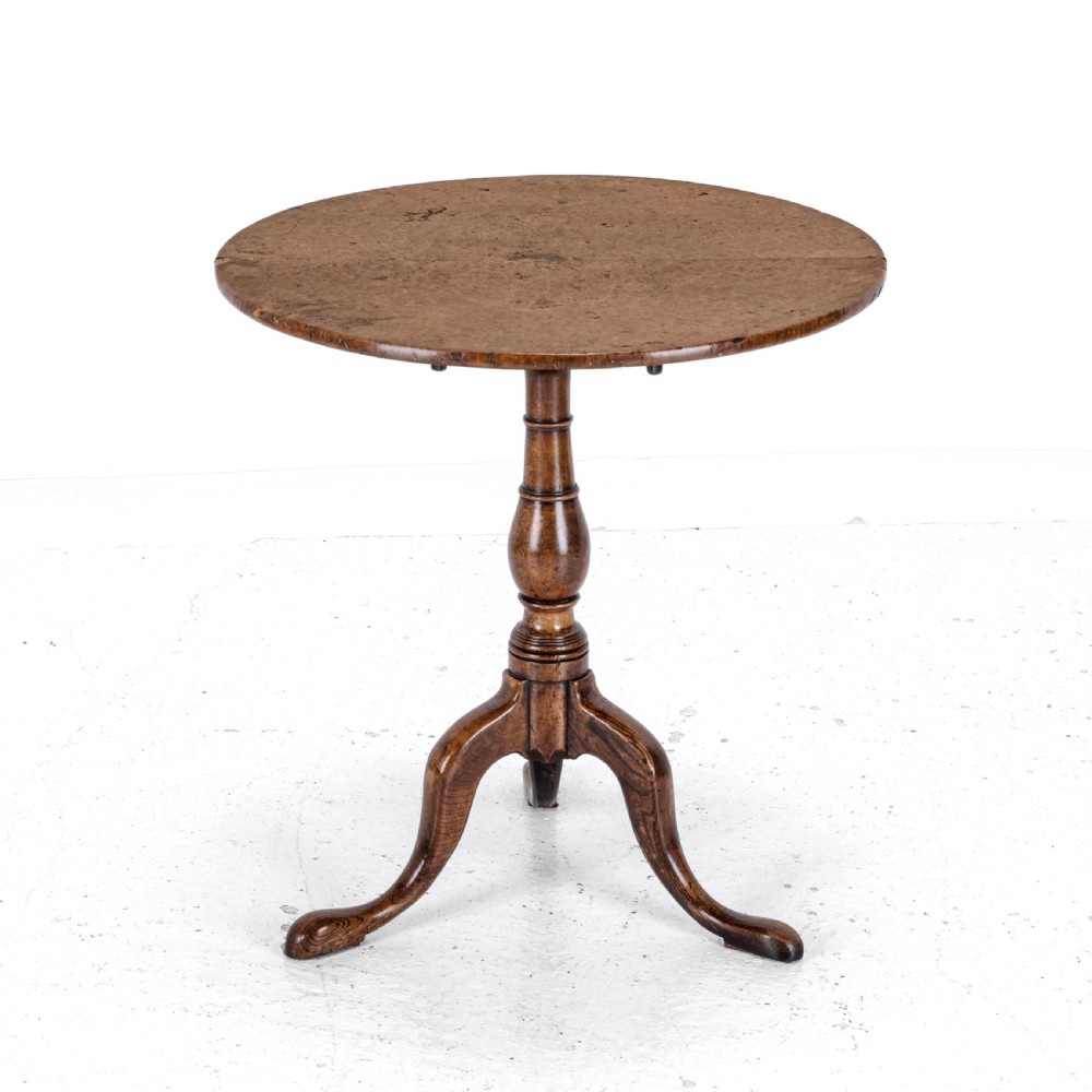 C.18th Burr Elm Tripod Supper Table (Country Georgian George III) View IV