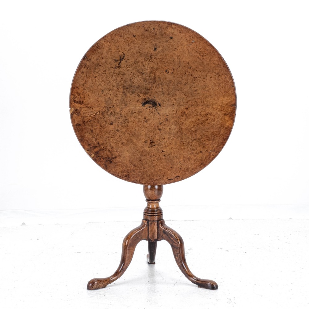 C.18th Burr Elm Tripod Supper Table (Country Georgian George III) View V