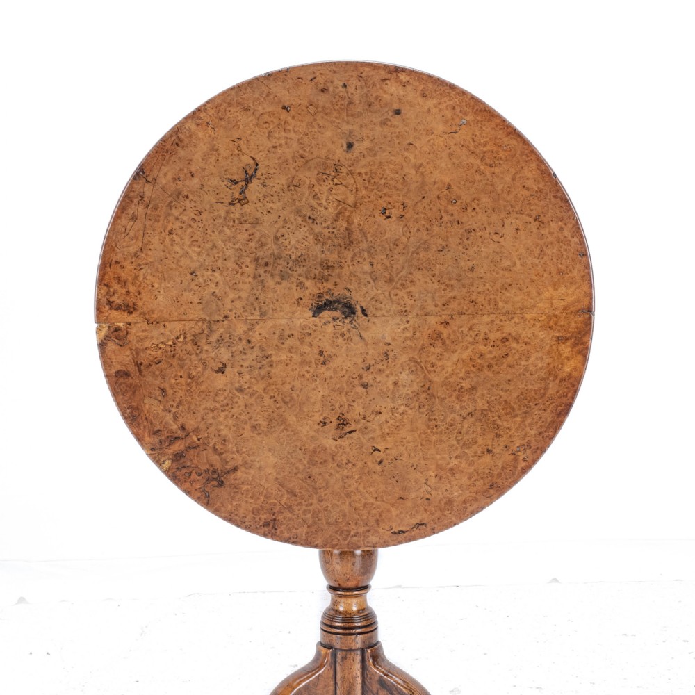 C.18th Burr Elm Tripod Supper Table (Country Georgian George III) View VI