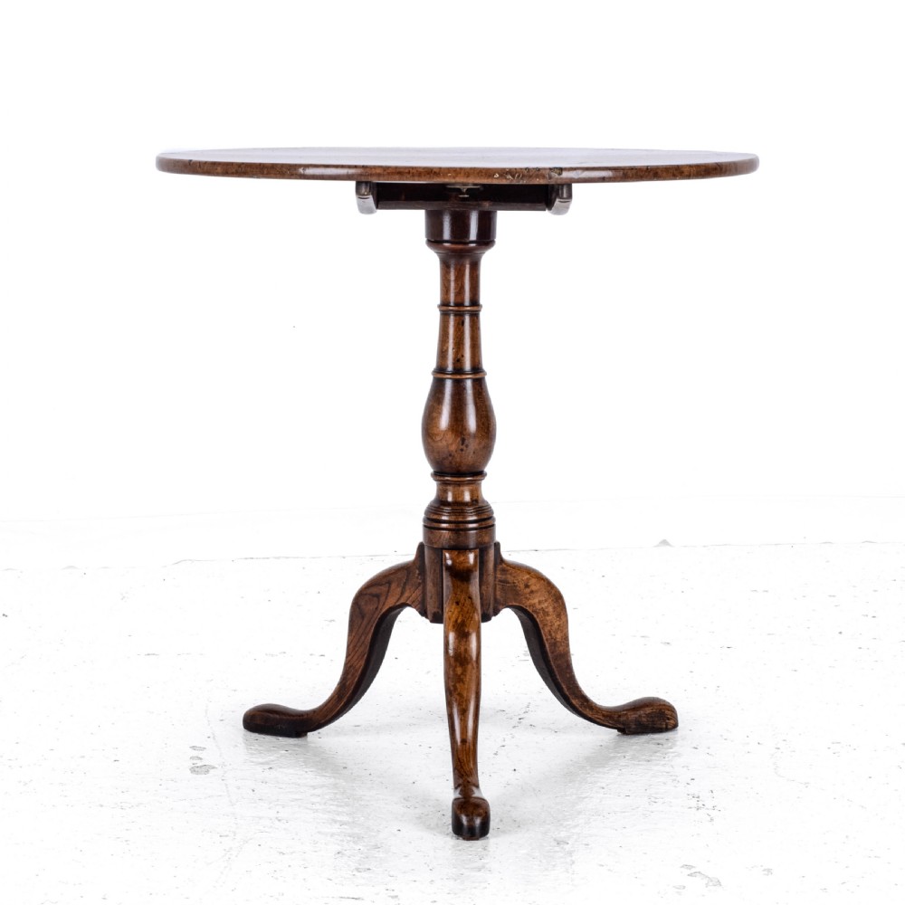 C.18th Burr Elm Tripod Supper Table (Country Georgian George III) View VII