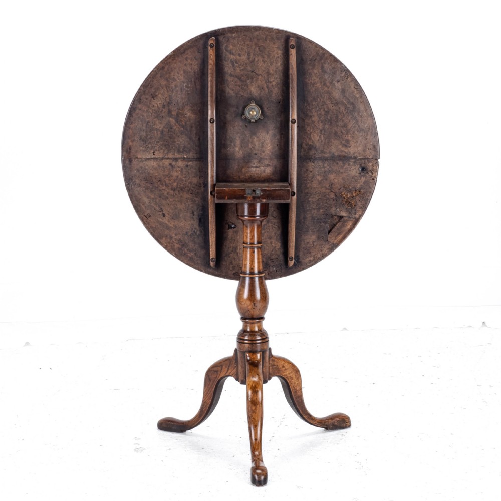 C.18th Burr Elm Tripod Supper Table (Country Georgian George III) View IX