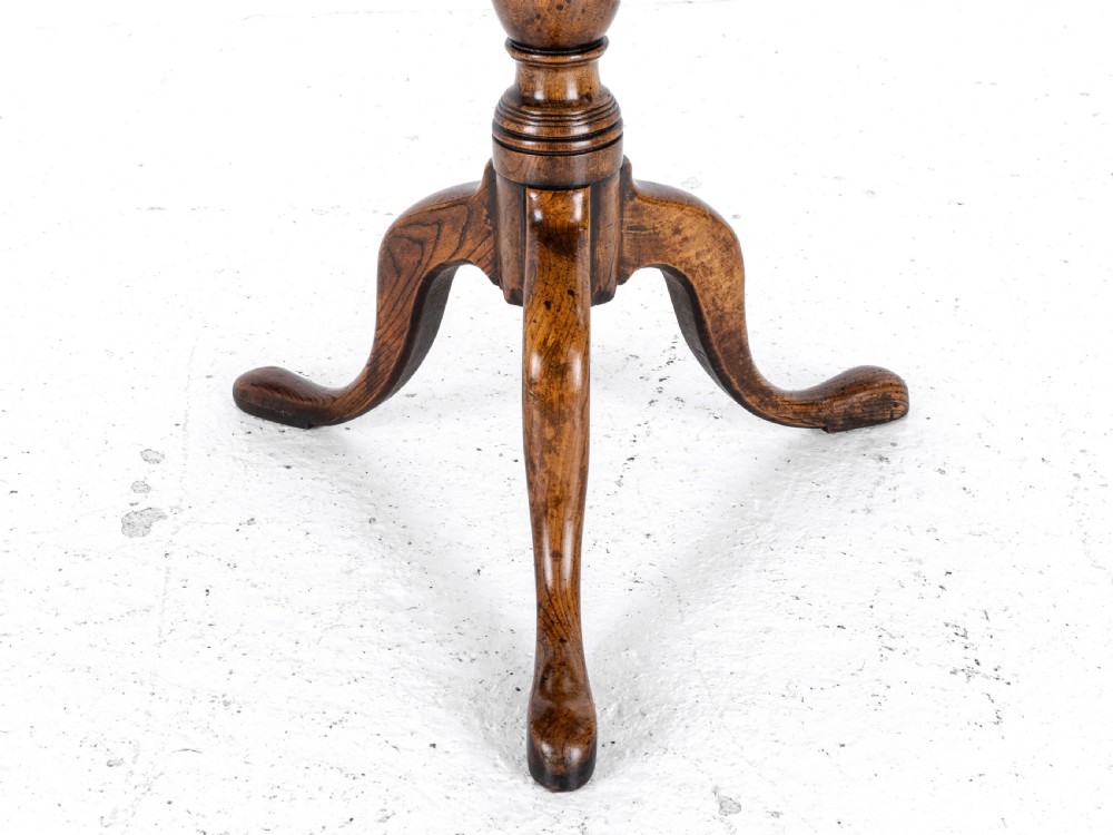 C.18th Burr Elm Tripod Supper Table (Country Georgian George III) View X