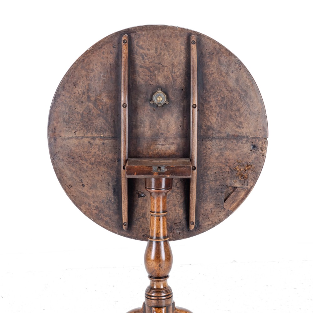 C.18th Burr Elm Tripod Supper Table (Country Georgian George III) View XI