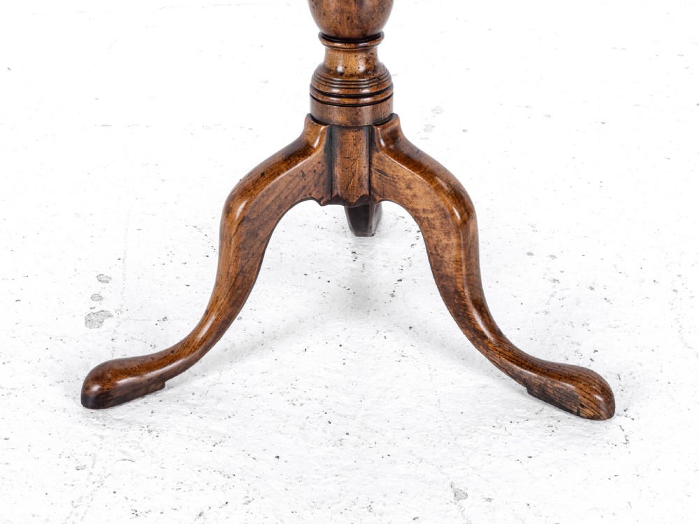 C.18th Burr Elm Tripod Supper Table (Country Georgian George III) View XII