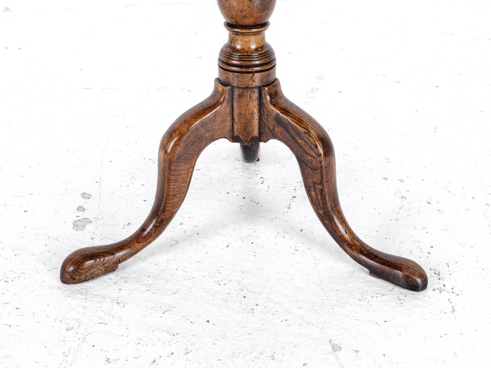 C.18th Burr Elm Tripod Supper Table (Country Georgian George III) View XIV