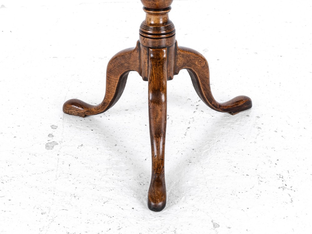 C.18th Burr Elm Tripod Supper Table (Country Georgian George III) View XV