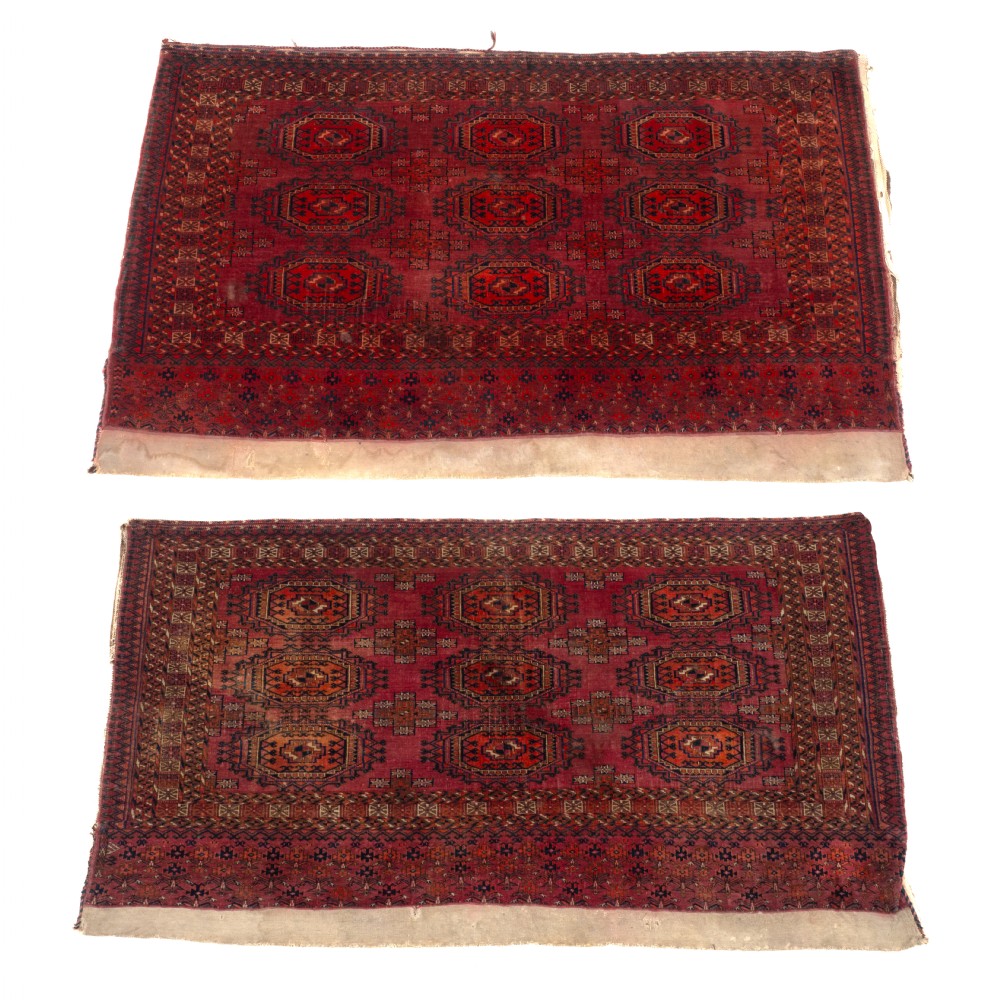 C.19th Pair of Tekke Chuvals Turkmen Rugs 3' x 5'1
