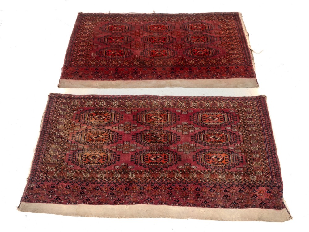 C.19th Pair of Tekke Chuvals Turkmen Rugs 3' x 5'1