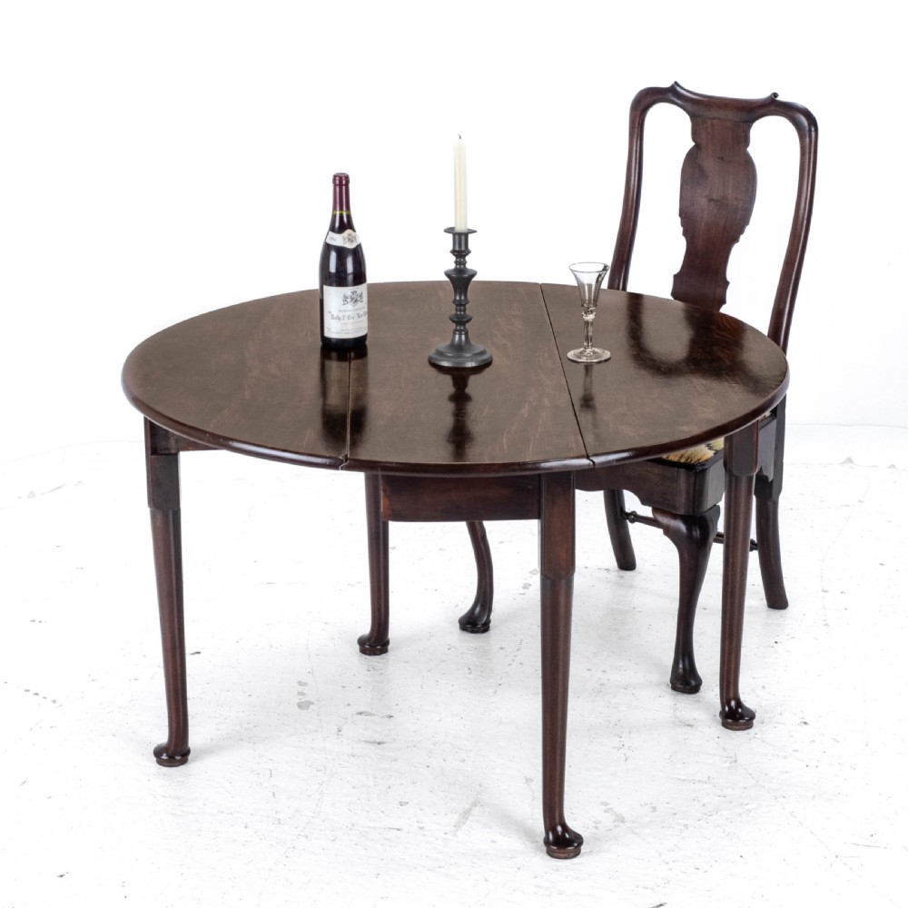 George II Mahogany Oval Round Drop Leaf Pad Foot Dining Breakfast Table C1740 View II