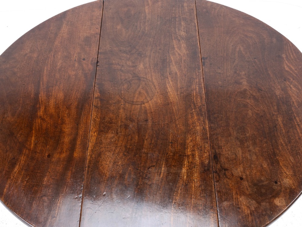 George II Mahogany Oval Round Drop Leaf Pad Foot Dining Breakfast Table C1740 View III