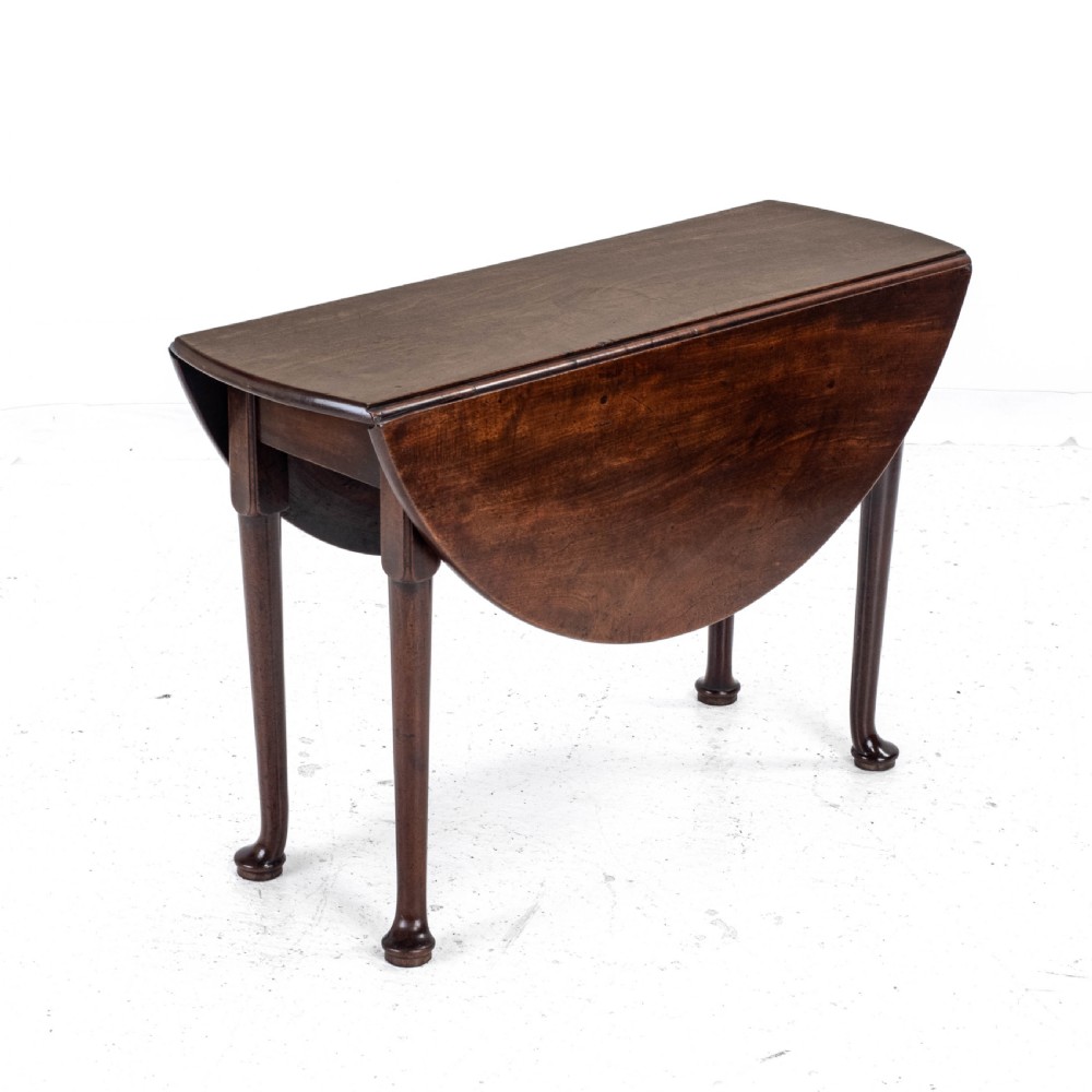 George II Mahogany Oval Round Drop Leaf Pad Foot Dining Breakfast Table C1740 View IV