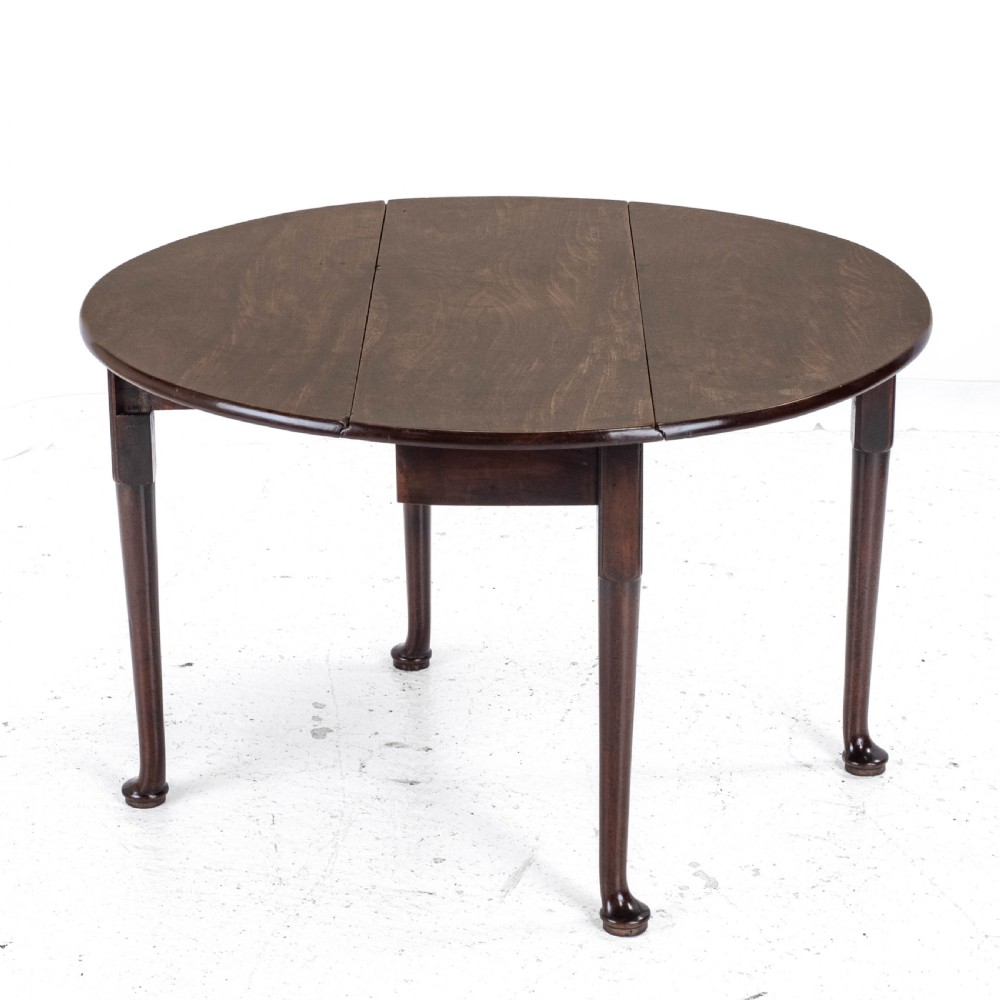 George II Mahogany Oval Round Drop Leaf Pad Foot Dining Breakfast Table C1740 View V