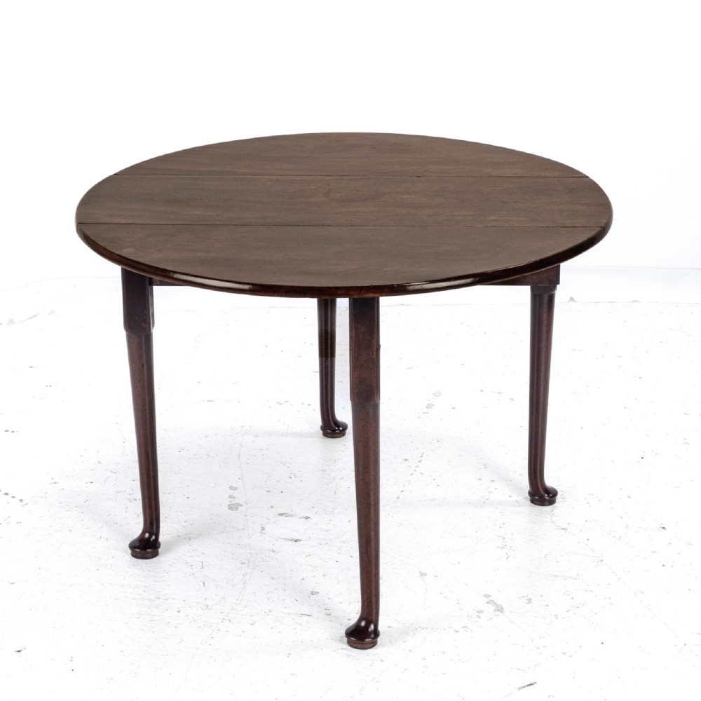 George II Mahogany Oval Round Drop Leaf Pad Foot Dining Breakfast Table C1740 View VI