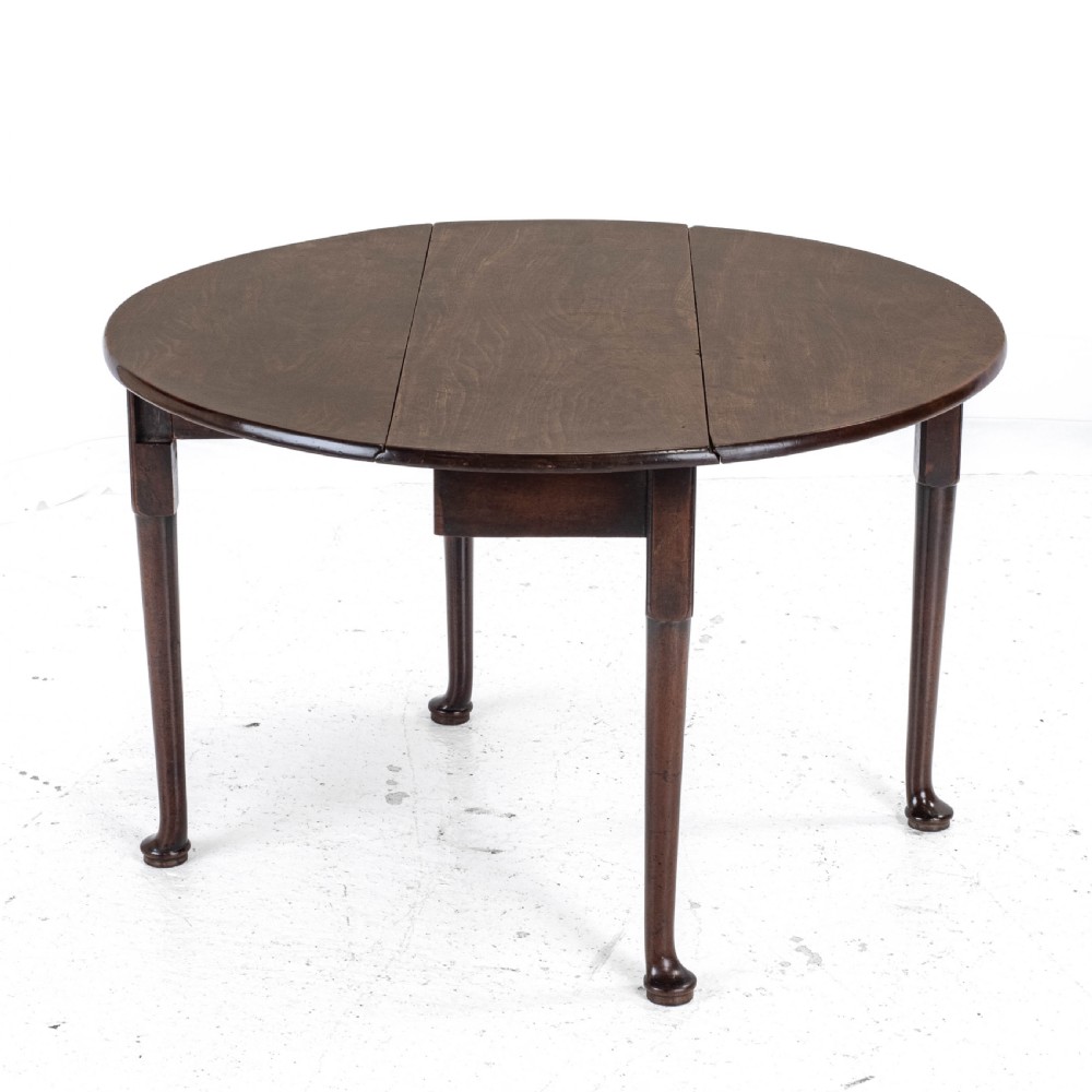 George II Mahogany Oval Round Drop Leaf Pad Foot Dining Breakfast Table C1740 View VII
