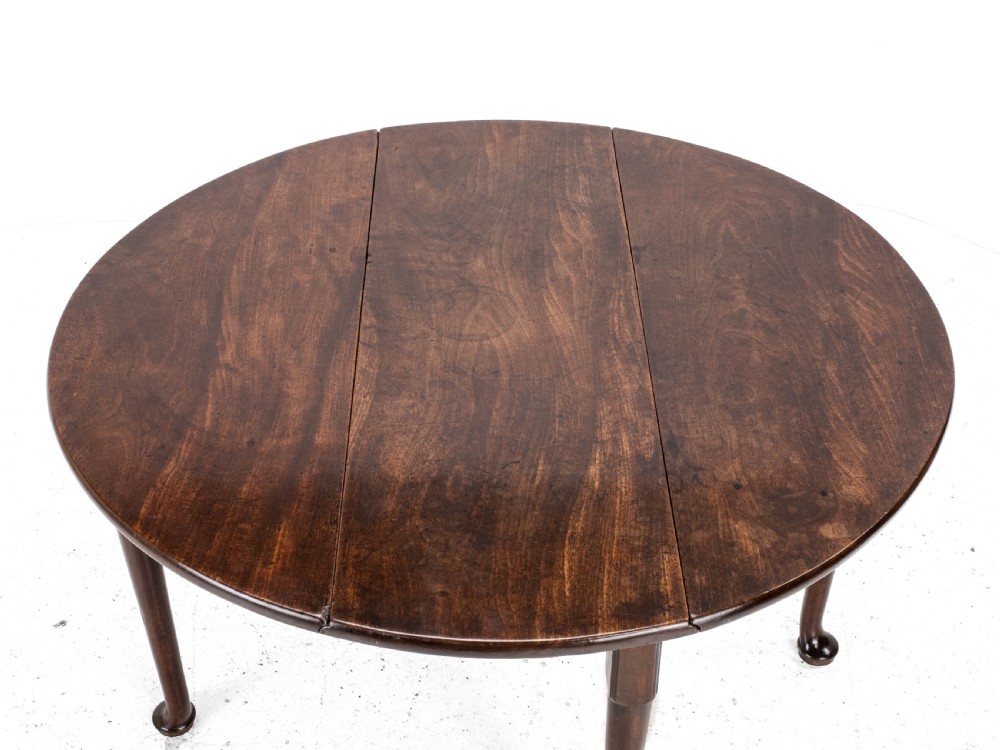 George II Mahogany Oval Round Drop Leaf Pad Foot Dining Breakfast Table C1740 View IX