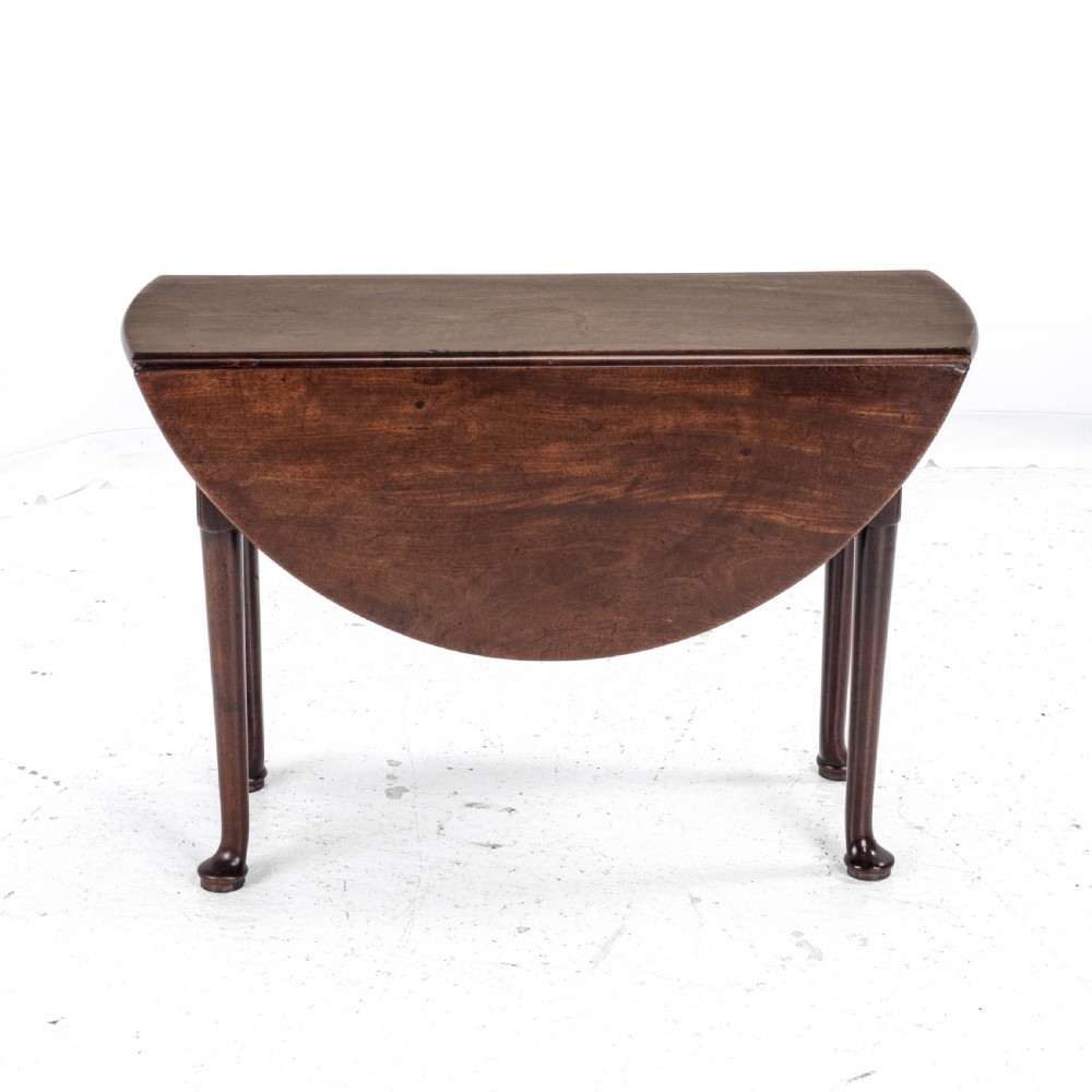 George II Mahogany Oval Round Drop Leaf Pad Foot Dining Breakfast Table C1740 View X
