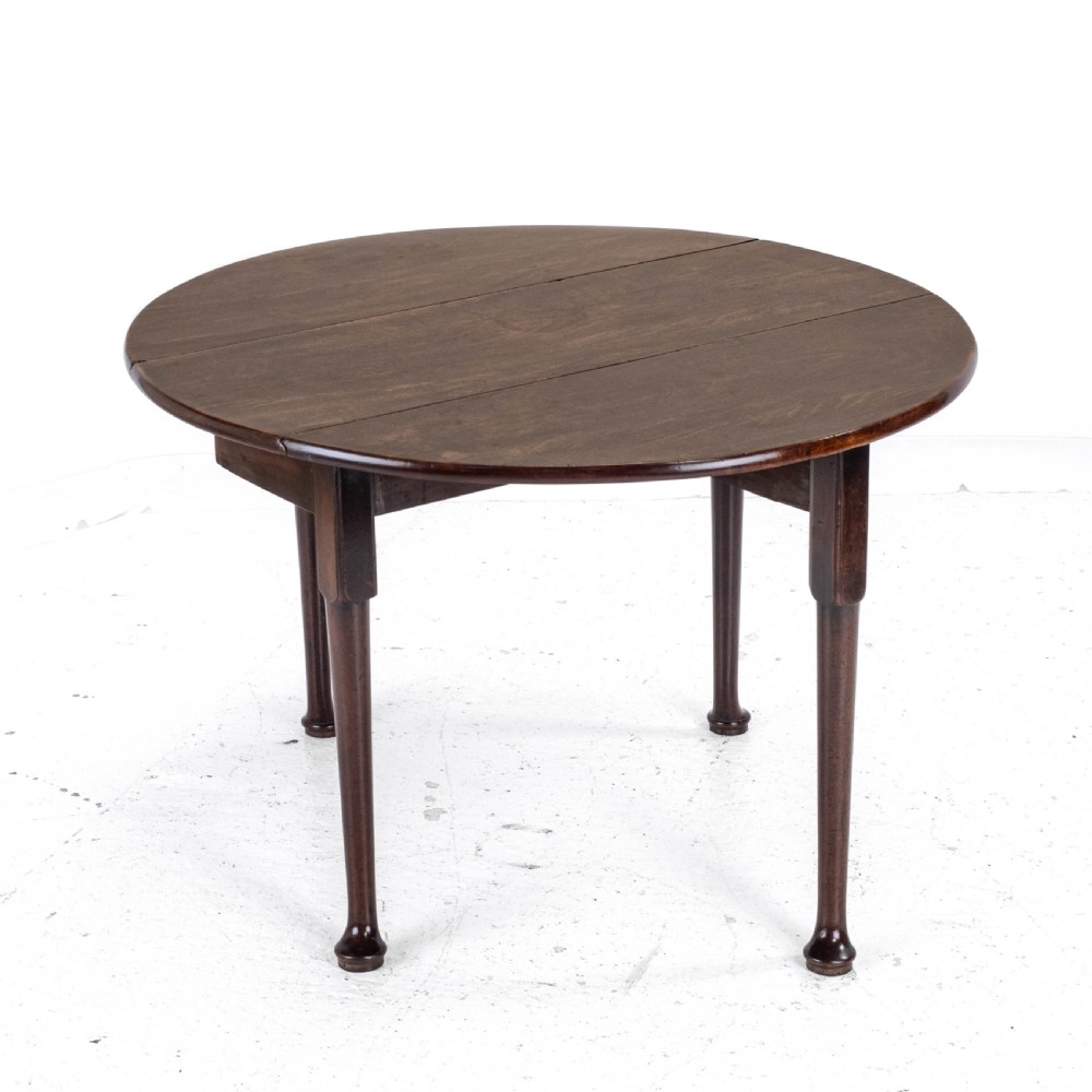 George II Mahogany Oval Round Drop Leaf Pad Foot Dining Breakfast Table C1740 View XII