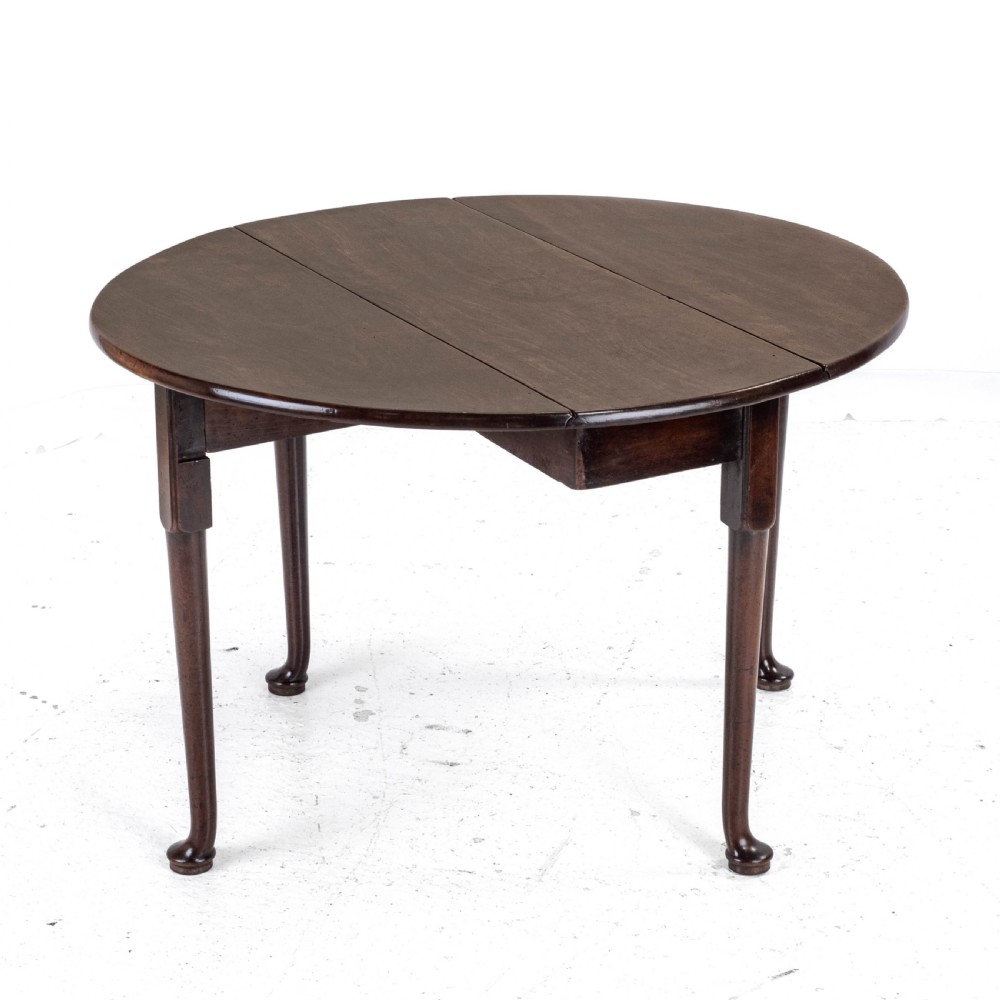George II Mahogany Oval Round Drop Leaf Pad Foot Dining Breakfast Table C1740 View XIII