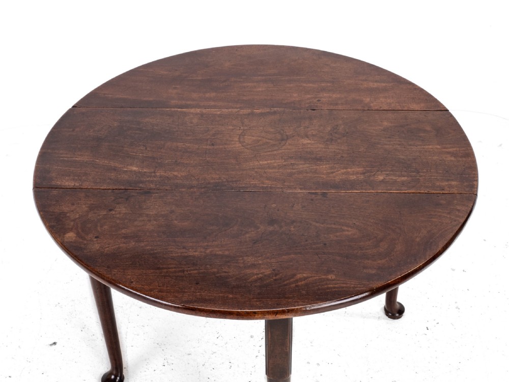 George II Mahogany Oval Round Drop Leaf Pad Foot Dining Breakfast Table C1740 View XVII