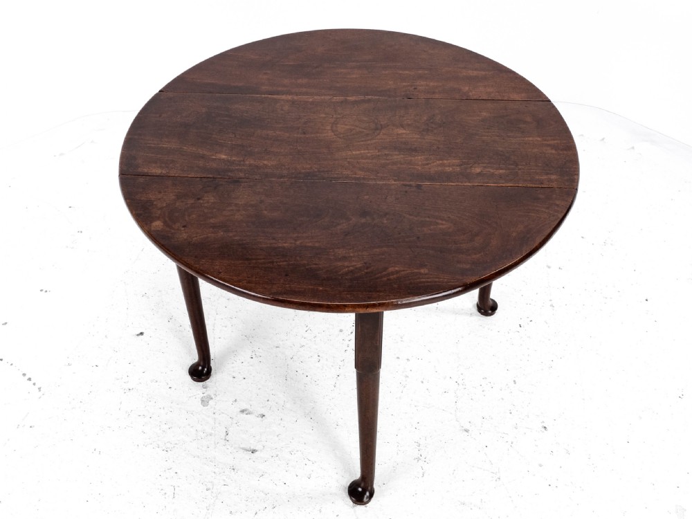 George II Mahogany Oval Round Drop Leaf Pad Foot Dining Breakfast Table C1740 View XVIII