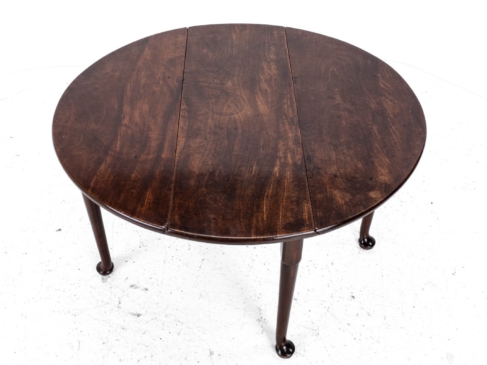 George II Mahogany Oval Round Drop Leaf Pad Foot Dining Breakfast Table C1740 View XIX