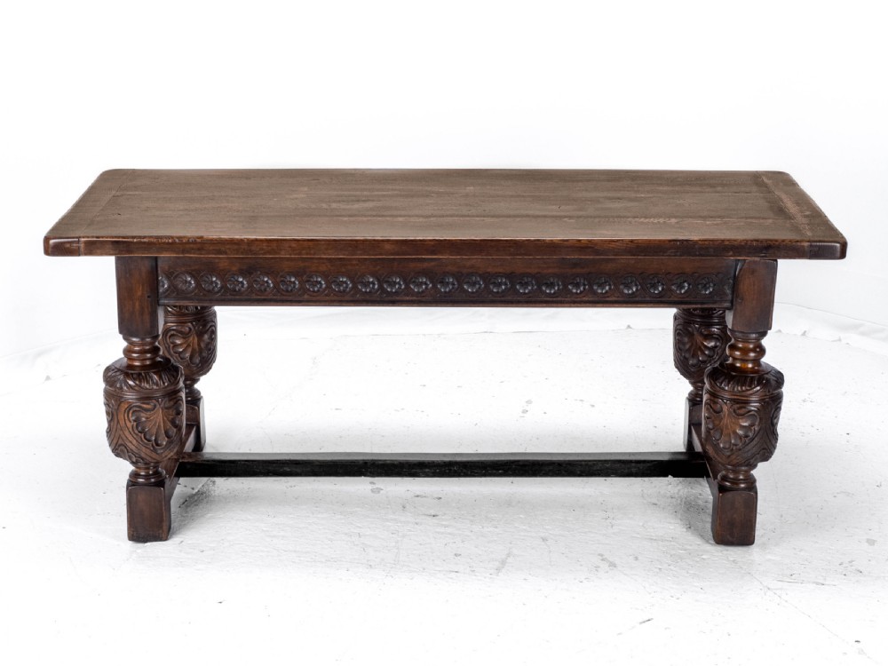 Elizabethan C.16th Revival Carved Oak Refectory Dining Table (c.19th Victorian 6ft) View III