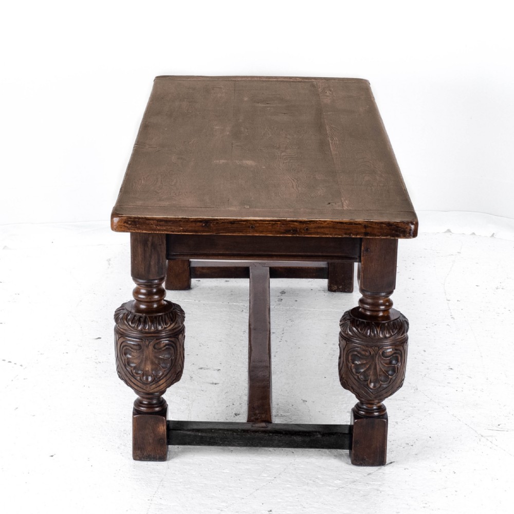 Elizabethan C.16th Revival Carved Oak Refectory Dining Table (c.19th Victorian 6ft) View IV