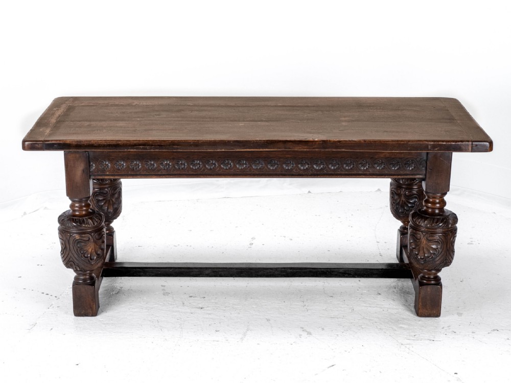 Elizabethan C.16th Revival Carved Oak Refectory Dining Table (c.19th Victorian 6ft) View V