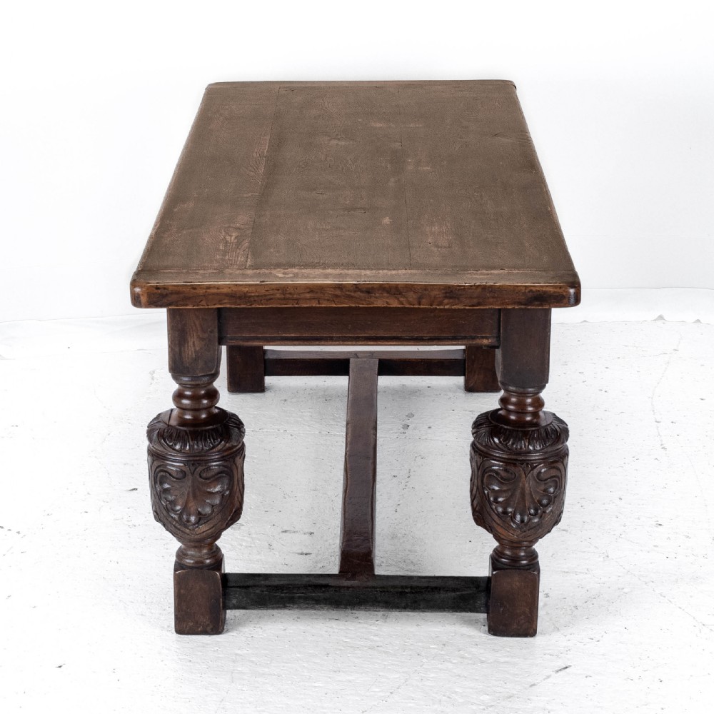 Elizabethan C.16th Revival Carved Oak Refectory Dining Table (c.19th Victorian 6ft) View VI