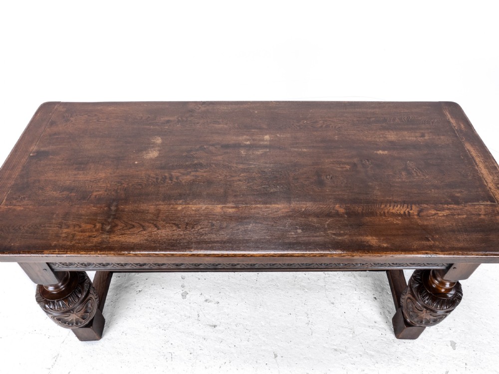 Elizabethan C.16th Revival Carved Oak Refectory Dining Table (c.19th Victorian 6ft) View VIII