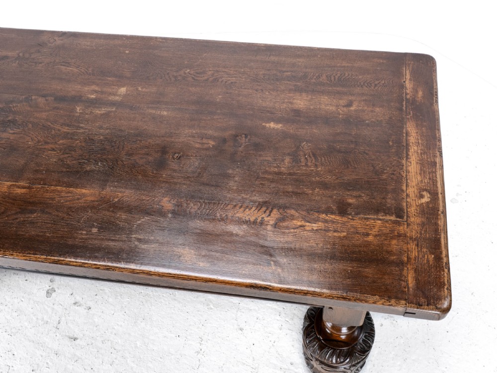 Elizabethan C.16th Revival Carved Oak Refectory Dining Table (c.19th Victorian 6ft) View IX