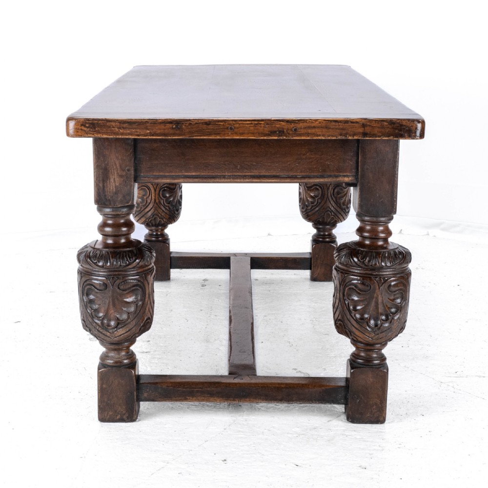 Elizabethan C.16th Revival Carved Oak Refectory Dining Table (c.19th Victorian 6ft) View XII